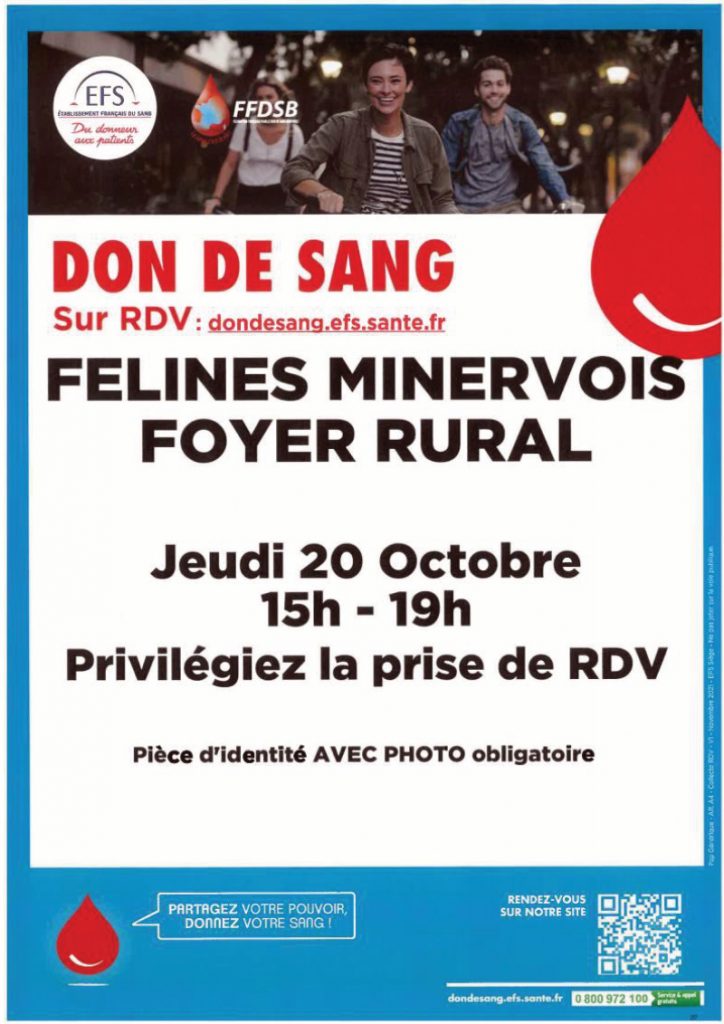 L’Établissement Français du Sang et la Fédération Française pour le Don de Sang Bénévole lancent un appel à toutes les personnes qui contribueront par ce geste gratuit et précieux à soigner et sauver les malades et les accidentés.