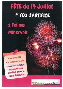 Premier feu d'artifice organisé à Félines-Minervois le jeudi 14 juillet 2016